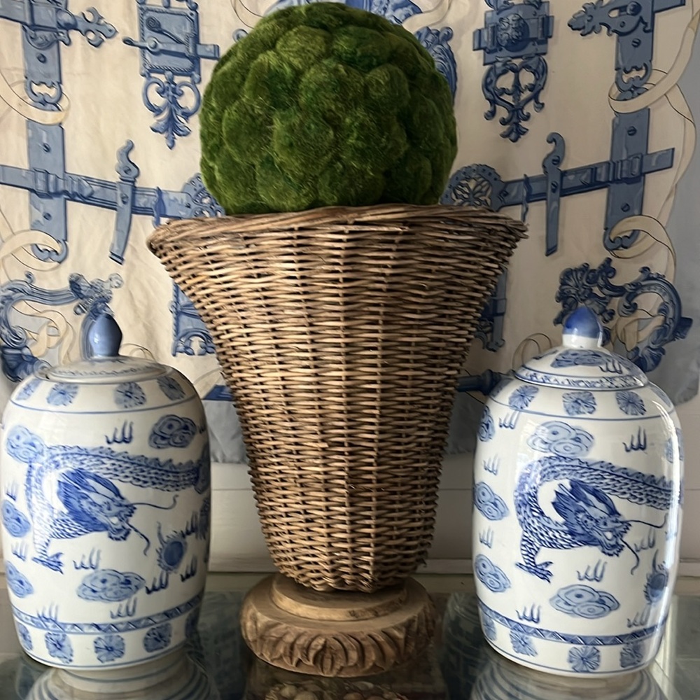 •ANTIQUE FRENCH BASKET GARDEN URN COUNTRY COTTAGE•